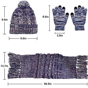 Winter Wool Fleece Knit Set: Beanie, Scarf & Touchscreen Gloves