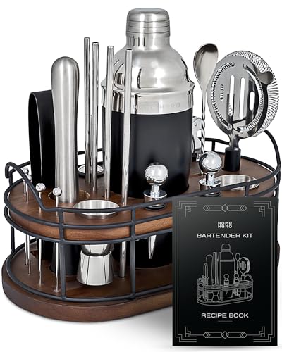 Home Hero 22-Pc Bartender Kit with Wooden Stand