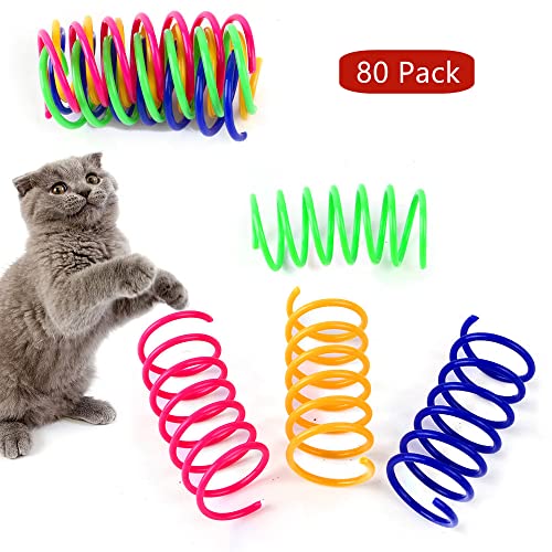 80 Pack Colorful Cat Spring Toys - Durable Indoor Play - Image 2