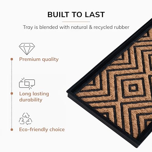 Anji Mountain 34.5" Black Coir & Rubber Boot Tray - Image 4