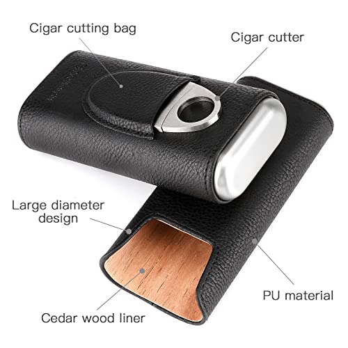 COOL KNIGHT Leather Cigar Case with Cutter - Travel Humidor - Image 5