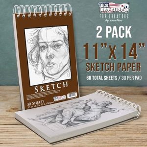 U.S. Art Supply Sketch Book 2-Pack – 90lb Heavyweight Paper