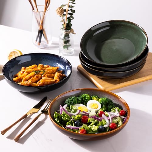LERATIO Large Ceramic Pasta Bowls - Set of 6, 38oz - Image 4