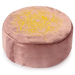 Tibetan Zafu Meditation Cushion – Rose Quartz Velvet
