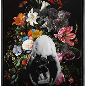 Vibrant Ballet Dancer Floral Framed Canvas Wall Art