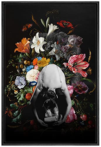 Vibrant Ballet Dancer Floral Framed Canvas Wall Art