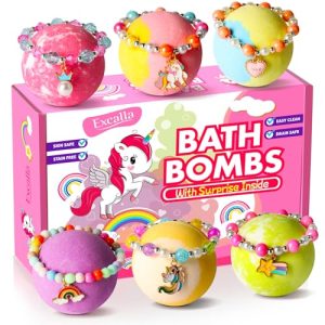 6 Pack Unicorn Bath Bombs for Girls with Jewelry