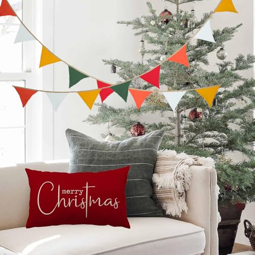 2-Pack Red & Green Pennant Banner Bunting Flags Garland - Image 5