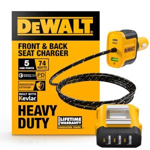 DEWALT 72W 5-Port USB Fast Car Charger Adapter