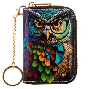 ANNAMISSI Women’s Slim RFID Trifold Wallet – Owl Design