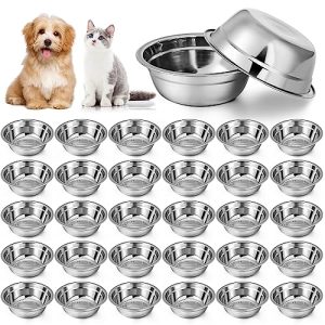 Zhehao 30 Pcs Bulk Stainless Steel Pet Bowls – 16oz