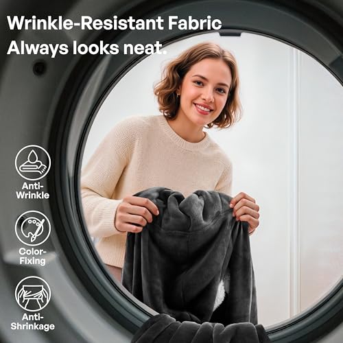 Giggling Getup Plaid Wearable Blanket Hoodie with Pocket - Image 9