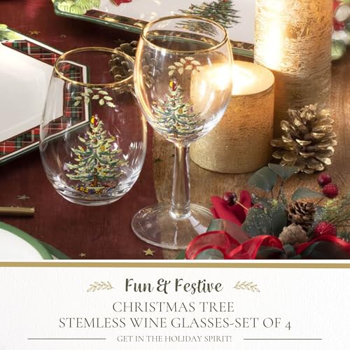 Spode Christmas Tree 19oz Stemless Wine Glasses, Set of 4 - Image 2