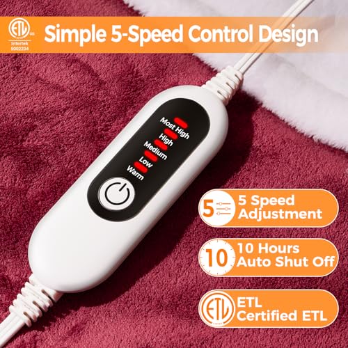 Electric Heated Blanket Throw - 5 Heat Levels, Auto-Off - Image 2