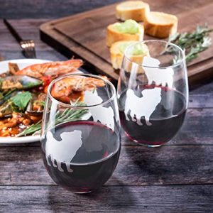 Pug Dog Stemless Wine Glasses Set – Etched Dog Lover Gift