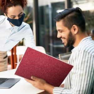 EYROZILL 1″ 3-Ring Glitter Binder – Christmas Red