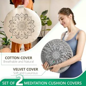 Hihealer Tibetan Meditation Pillow – Velvet Buckwheat Zafu
