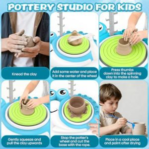 Kids Pottery Wheel Kit: Clay, Paint & Studio Tools – Ages 8-13