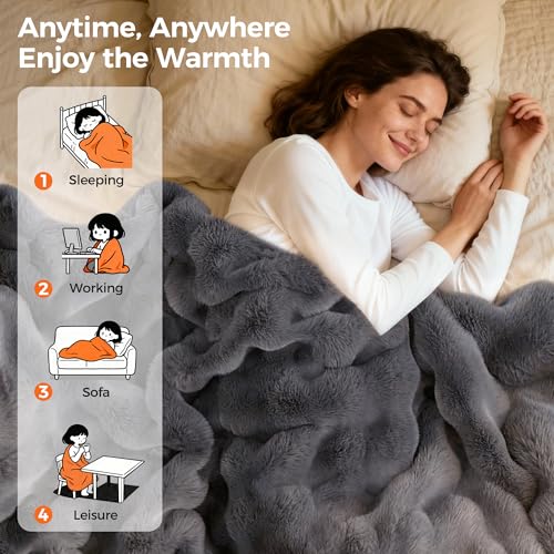 Luxury Faux Fur Heated Blanket - 8 Heat Settings & Auto-Off - Image 7