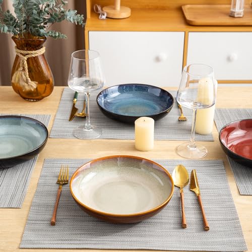 LERATIO Large Ceramic Pasta Bowls - Set of 6, 38oz - Image 7