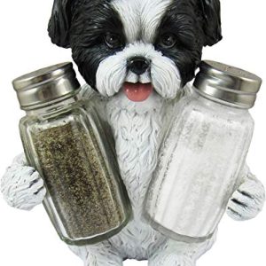DWK Shih Tzu Animal Salt & Pepper Shaker Set with Holder