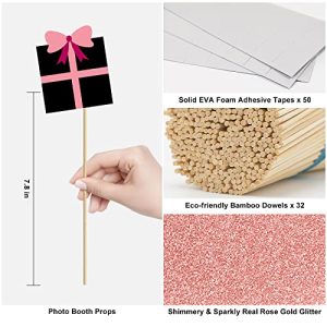 30PC Rose Gold Birthday Photo Booth Props for Women