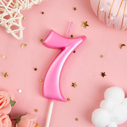 Elegant Pink Number 7 Birthday Cake Candle - Image 2