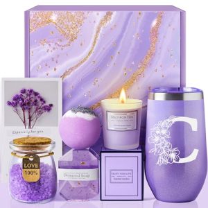 Personalized Initial Lavender Spa Gift Basket for Her
