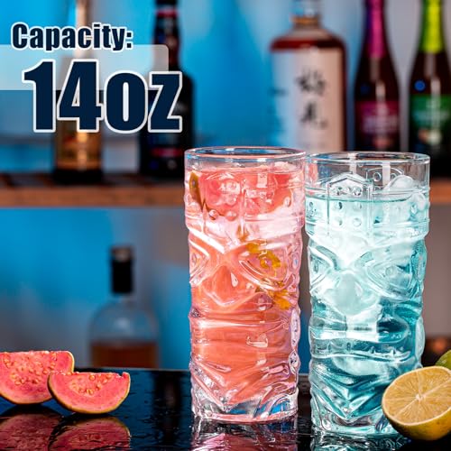 Claplante Tiki Glasses Set of 12 - 14 oz Modern Bar Cups - Image 2