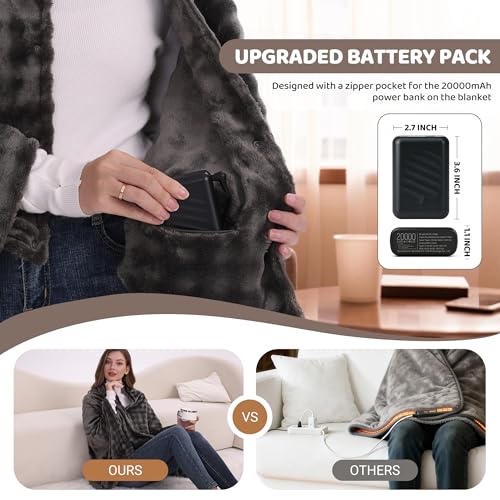 TZOSDOBO Cordless Heated Blanket, Portable with Power Bank - Image 6