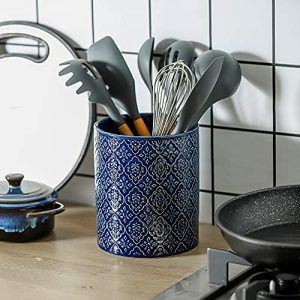 KOOV Large Ceramic Kitchen Utensil Holder – Blue