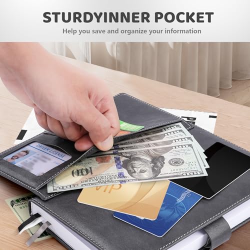 Executive A5 Lined Journal - Hard Cover Leather, Gray - Image 9