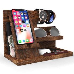 Wooden Phone Docking Station & Desk Organizer for Men