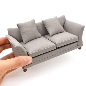 iLAND Modern 1/12 Scale Dollhouse Couch – Khaki Drills