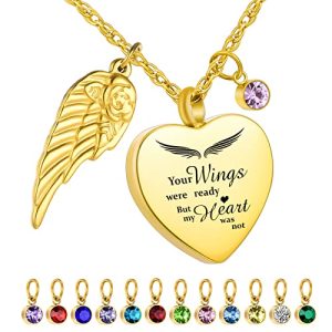 Dletay Gold Heart Urn Necklace for Ashes – Cremation Jewelry