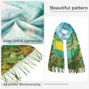 RonFoxi Warm Winter Pashmina Shawl: Formal Green Wool Feel Scarf