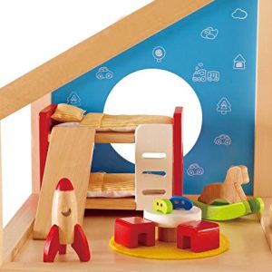 Hape Wooden Dollhouse Kids Room Furniture – 1:12 Scale
