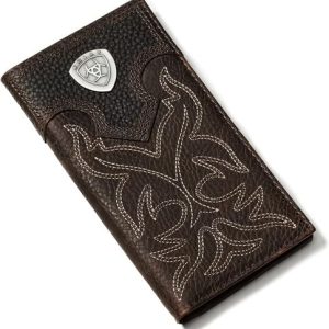 Ariat Men’s Distressed Leather Rodeo Wallet | Silver Concho