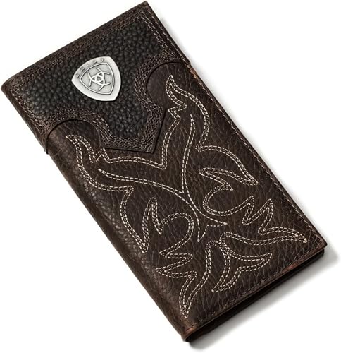Ariat Men's Distressed Leather Rodeo Wallet | Silver Concho
