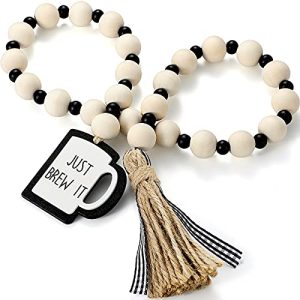 Jetec Rustic Farmhouse Coffee Bar Wood Bead Garland