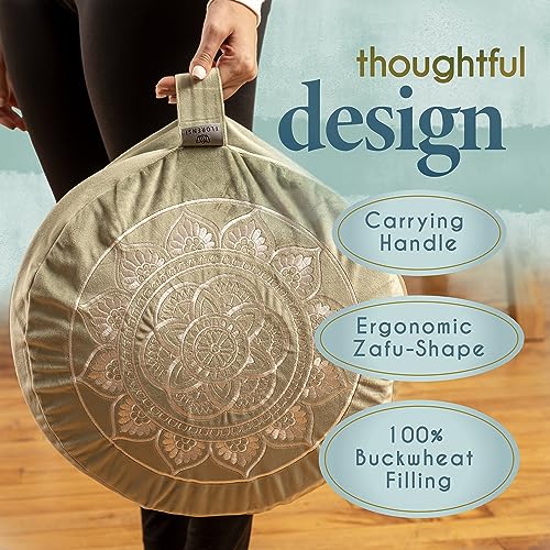 Florensi Large Grey Meditation Cushion - Buckwheat - Image 7