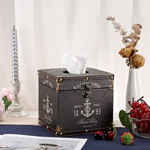 Sumnacon Retro Wood Square Tissue Box Cover – Brown