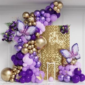 Purple Butterfly Balloon Arch Kit – 158 Pcs Party Decor