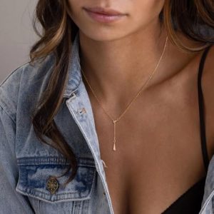 Dainty 14K Gold Plated Teardrop Pendant Necklace for Women