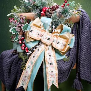 LaRibbons Nutcracker Velvet Ribbon – Pink & Gold, Wired, 2.5″x10Yd