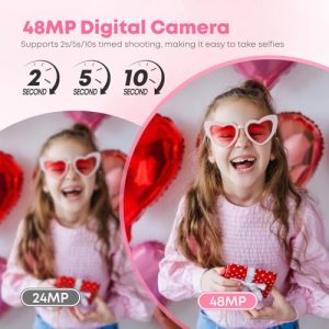 Pink Digital Camera, 4K Vlogging Camera for Photography