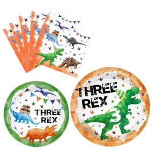 Dinosaur 3rd Birthday Party Supplies – Watercolor Dino Tableware