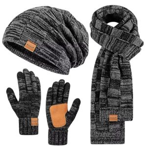 Men’s Winter 3-in-1 Warm Set: Beanie, Scarf & Gloves
