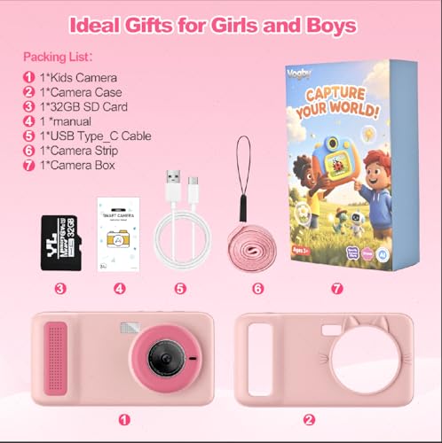 Kids AI Digital Camera with WiFi & Touch Screen HD - Pink - Image 7