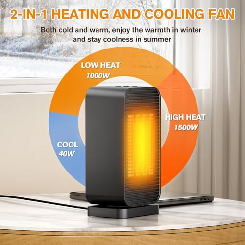 Mini 1500W PTC Desk Heater - Fan Combo, Remote & 50° Swing - Image 4